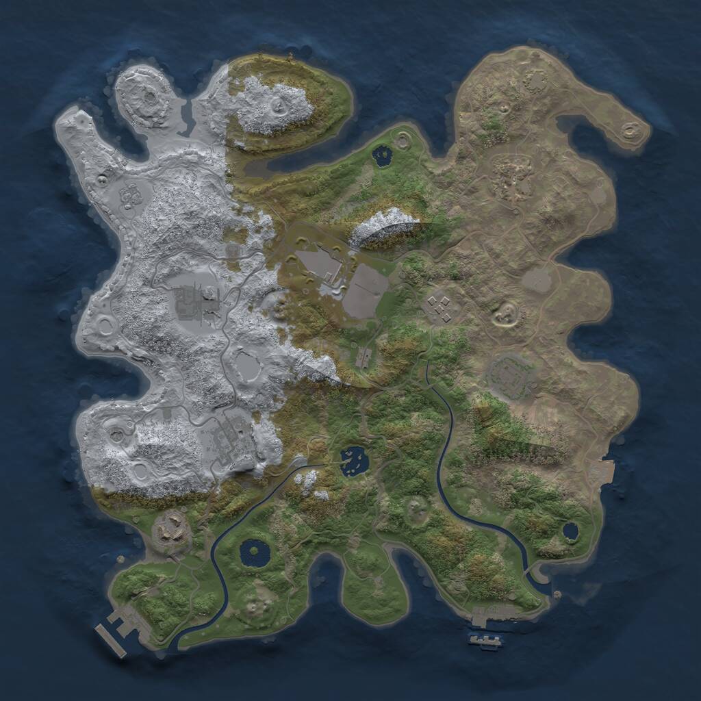 Rust Map: Procedural Map, Size: 3500, Seed: 465165738, 14 Monuments