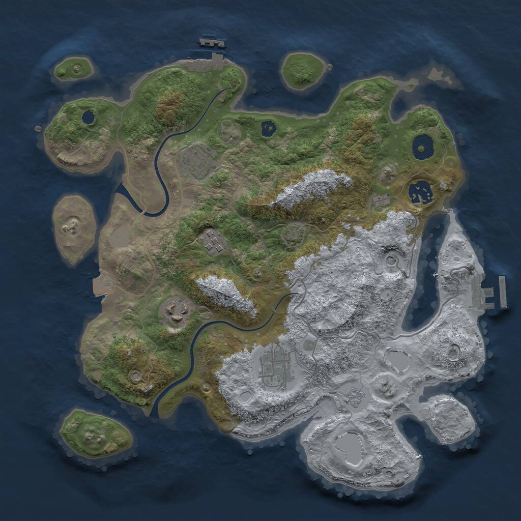 Rust Map: Procedural Map, Size: 3250, Seed: 34732, 11 Monuments