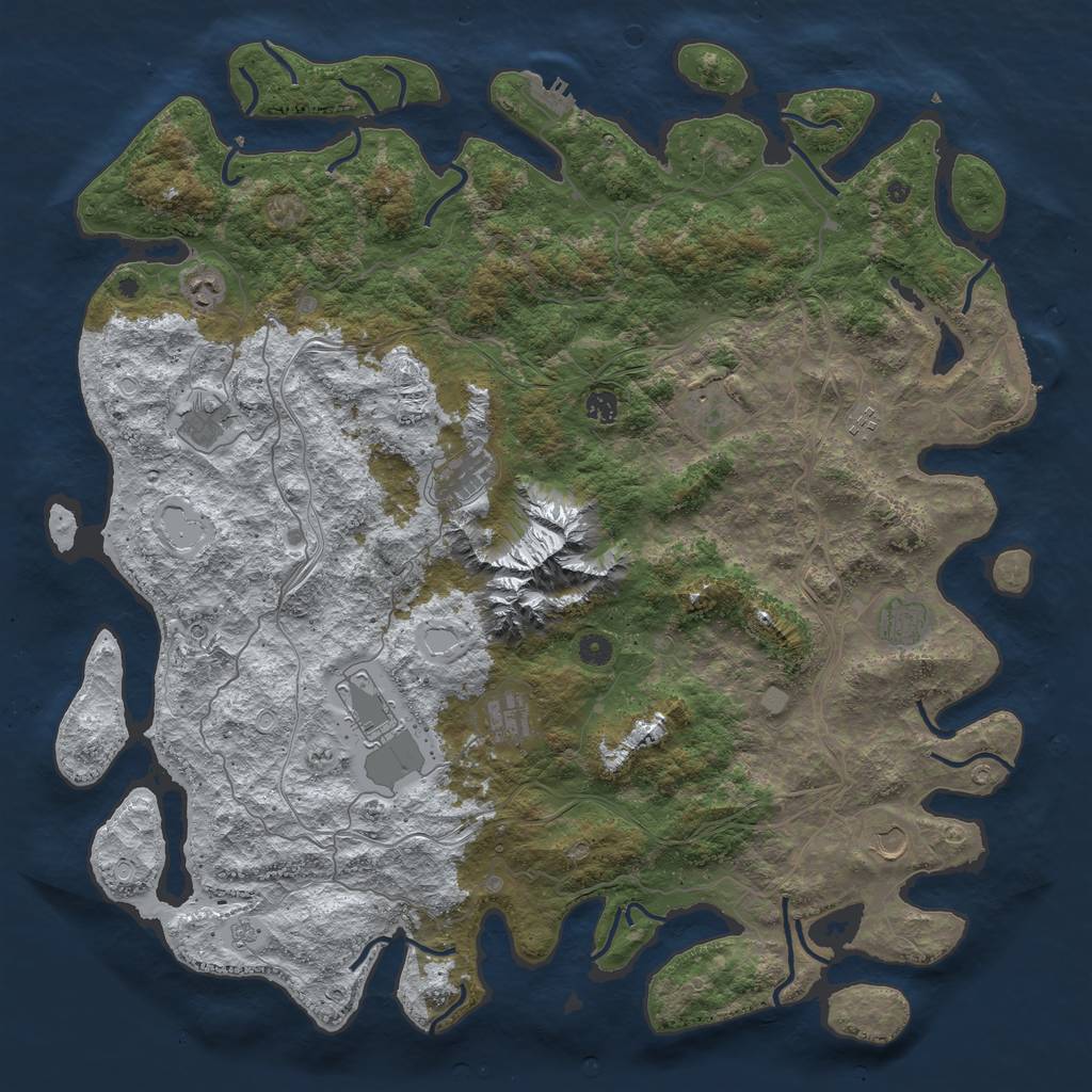 Rust Map: Procedural Map, Size: 5000, Seed: 60102, 19 Monuments