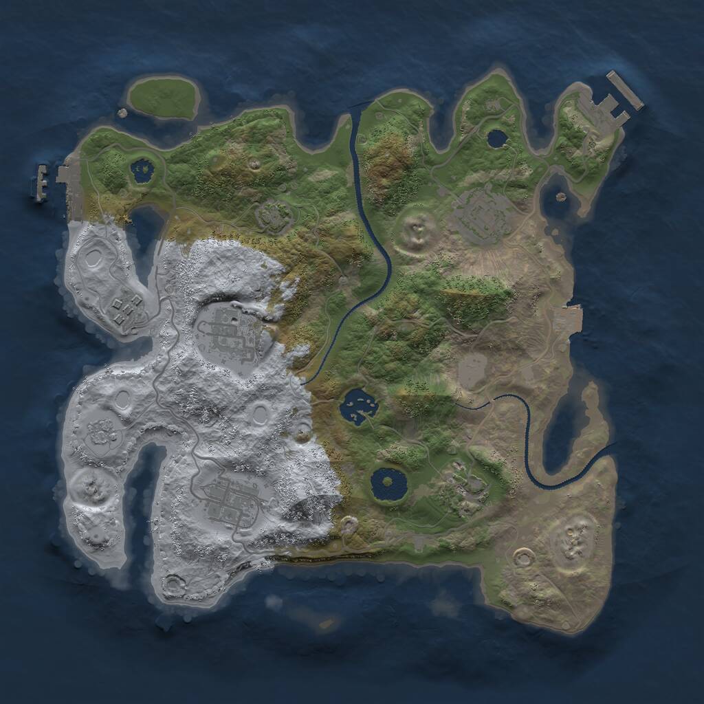 Rust Map: Procedural Map, Size: 3000, Seed: 30333, 11 Monuments