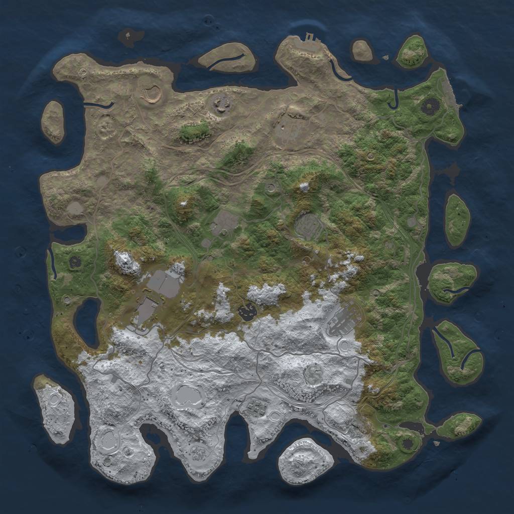 Rust Map: Procedural Map, Size: 4300, Seed: 4088, 18 Monuments