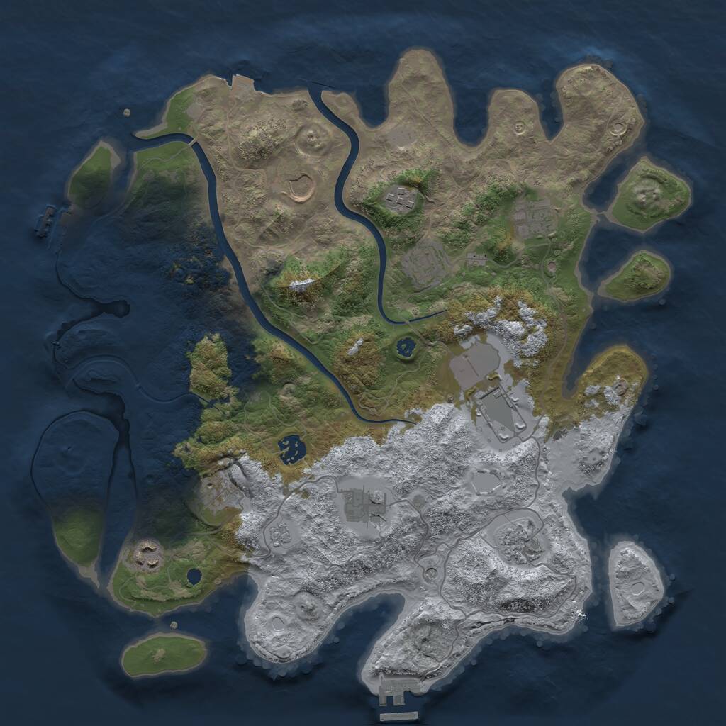 Rust Map: Procedural Map, Size: 3850, Seed: 1659841777, 16 Monuments