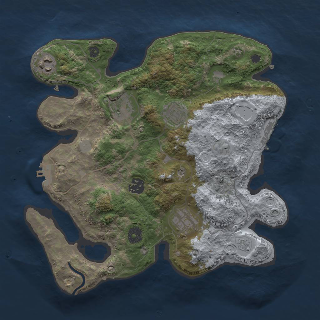 Rust Map: Procedural Map, Size: 3000, Seed: 104, 12 Monuments