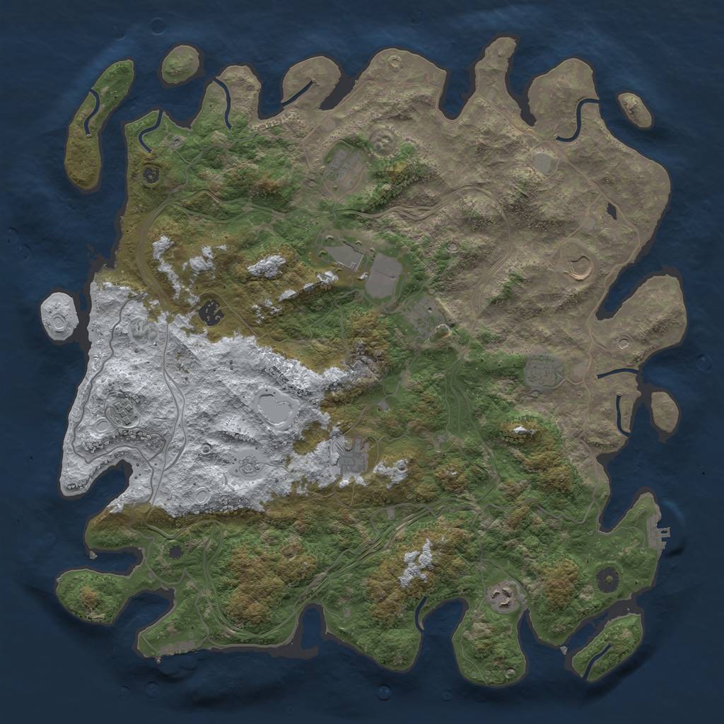 Rust Map: Procedural Map, Size: 4500, Seed: 398264761, 18 Monuments