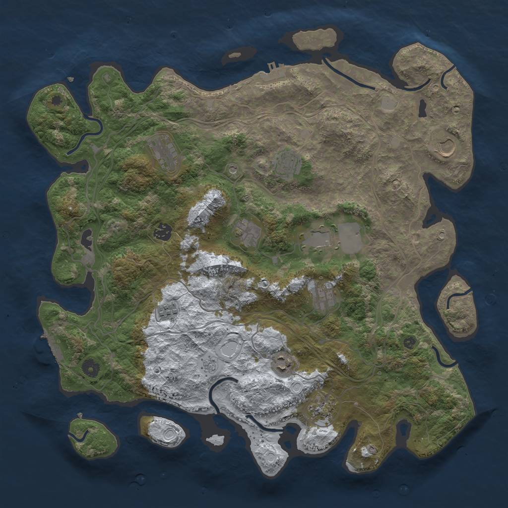 Rust Map: Procedural Map, Size: 4250, Seed: 1555505657, 19 Monuments