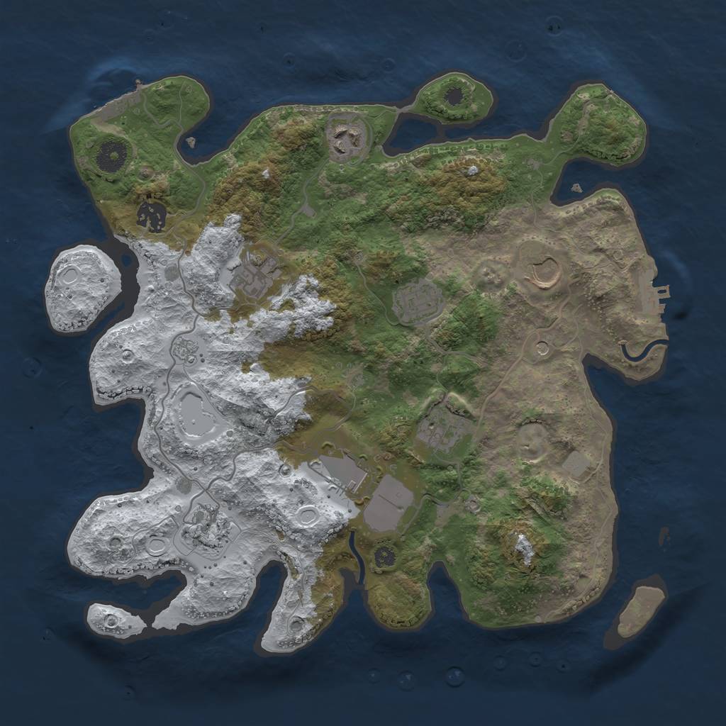 Rust Map: Procedural Map, Size: 3500, Seed: 708784528, 17 Monuments