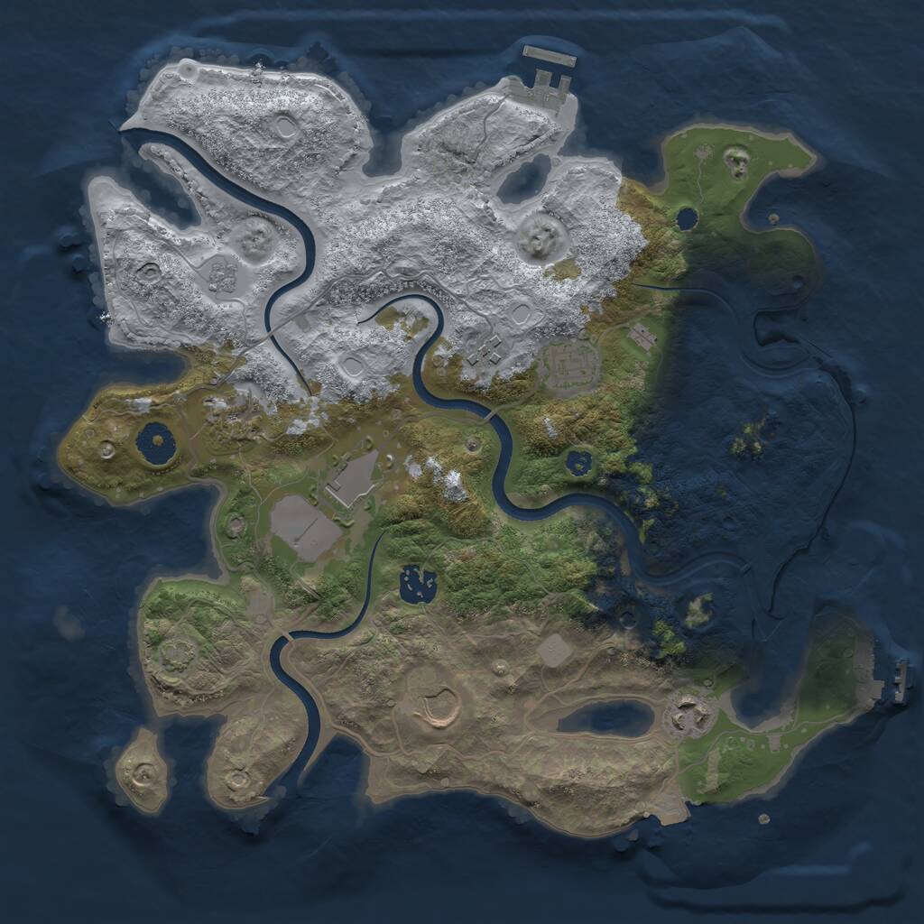 Rust Map: Procedural Map, Size: 3500, Seed: 1155343448, 13 Monuments