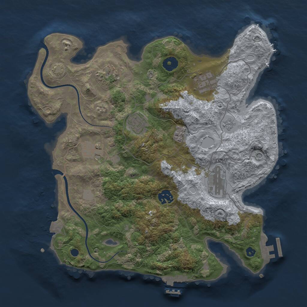 Rust Map: Procedural Map, Size: 3200, Seed: 530897572, 13 Monuments