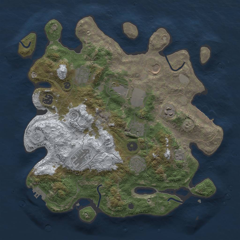 Rust Map: Procedural Map, Size: 3500, Seed: 1242771567, 18 Monuments