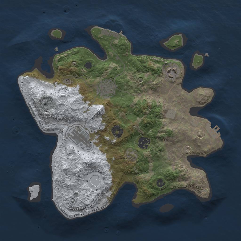 Rust Map: Procedural Map, Size: 3000, Seed: 1793879069, 12 Monuments