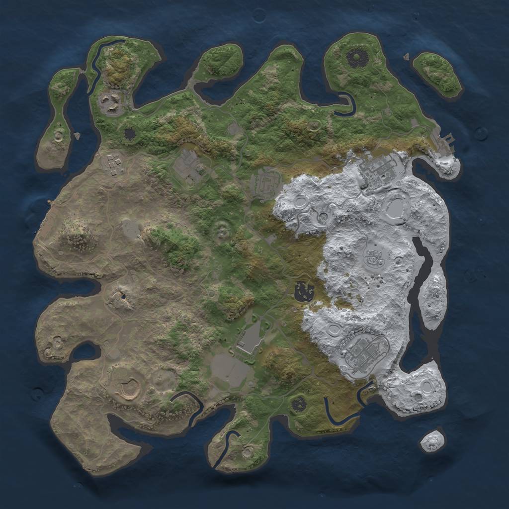 Rust Map: Procedural Map, Size: 3600, Seed: 71839, 18 Monuments