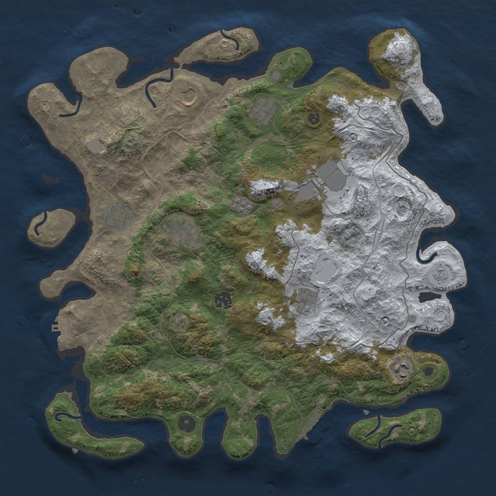 Rust Map: Procedural Map, Size: 4300, Seed: 63, 18 Monuments