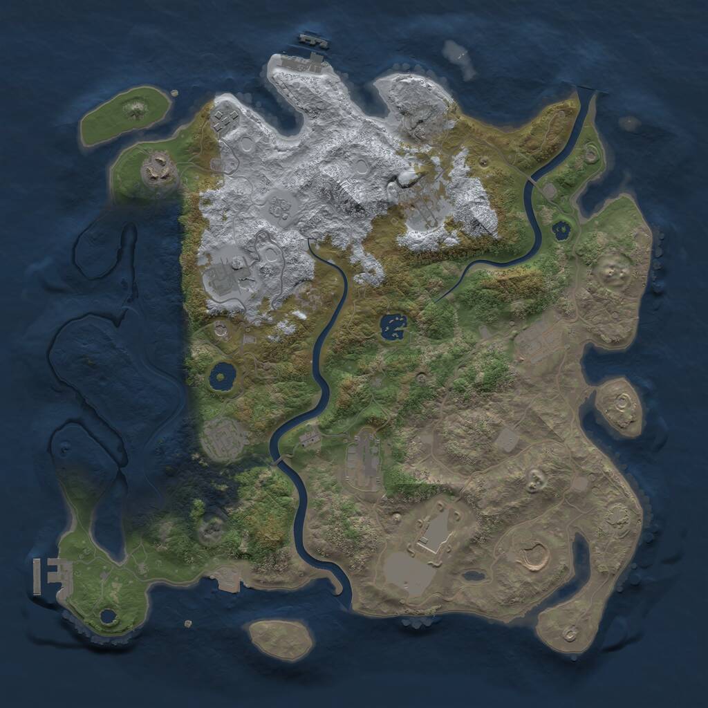 Rust Map: Procedural Map, Size: 3850, Seed: 535405336, 16 Monuments