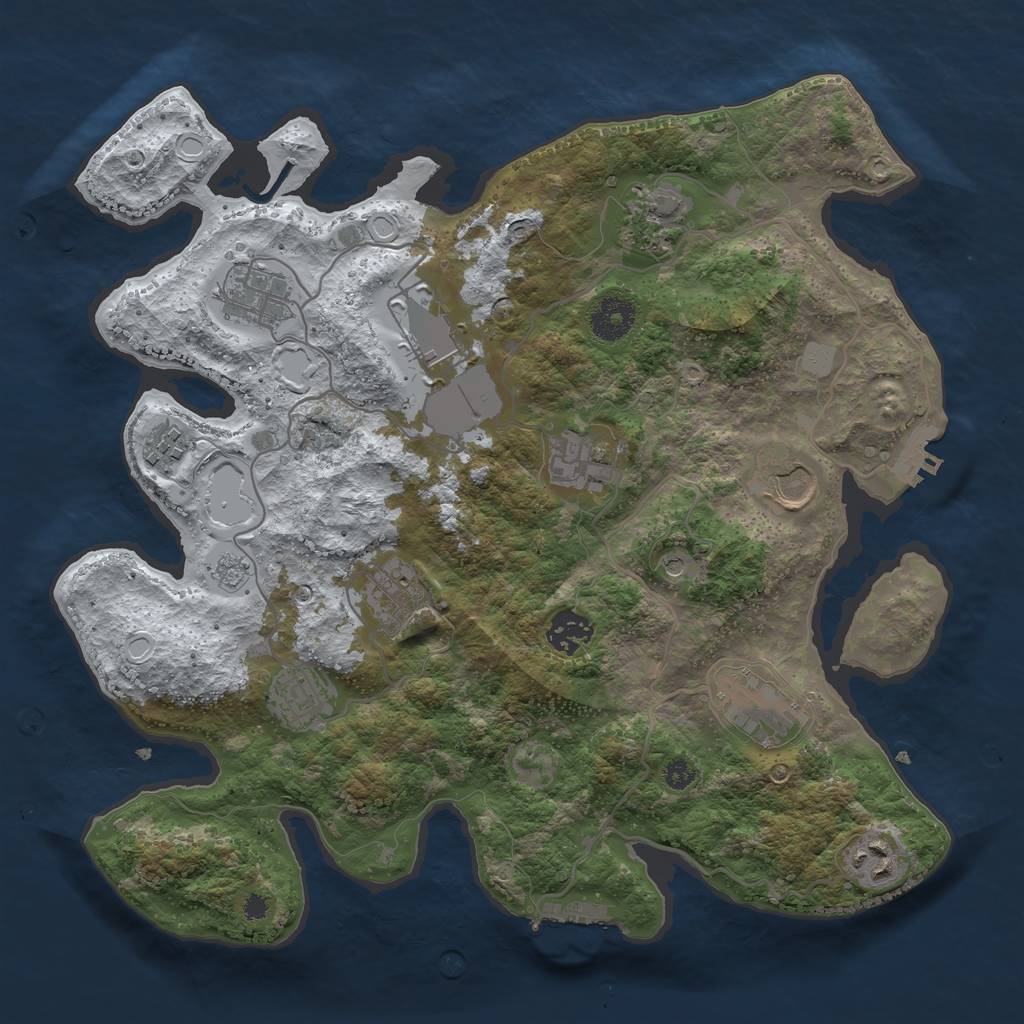 Rust Map: Procedural Map, Size: 3500, Seed: 636342875, 20 Monuments