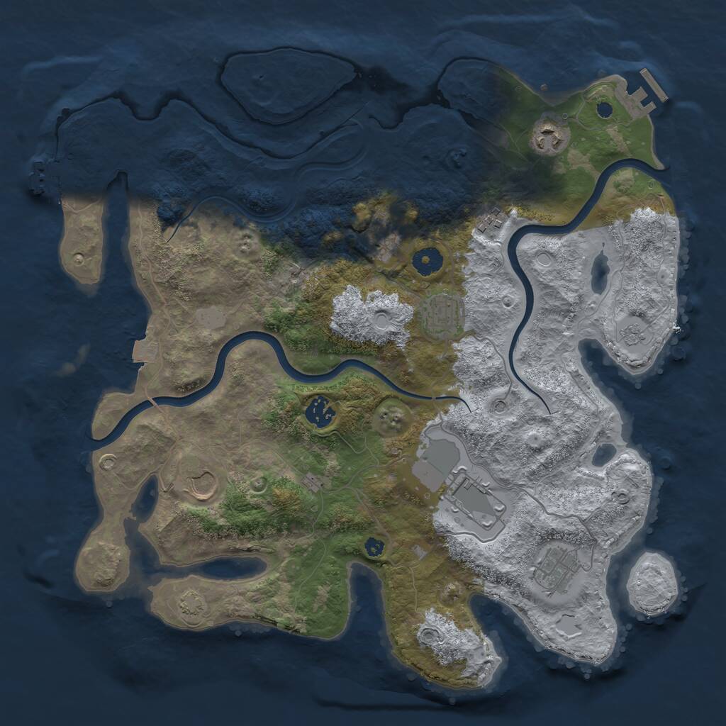Rust Map: Procedural Map, Size: 3800, Seed: 1066065453, 14 Monuments