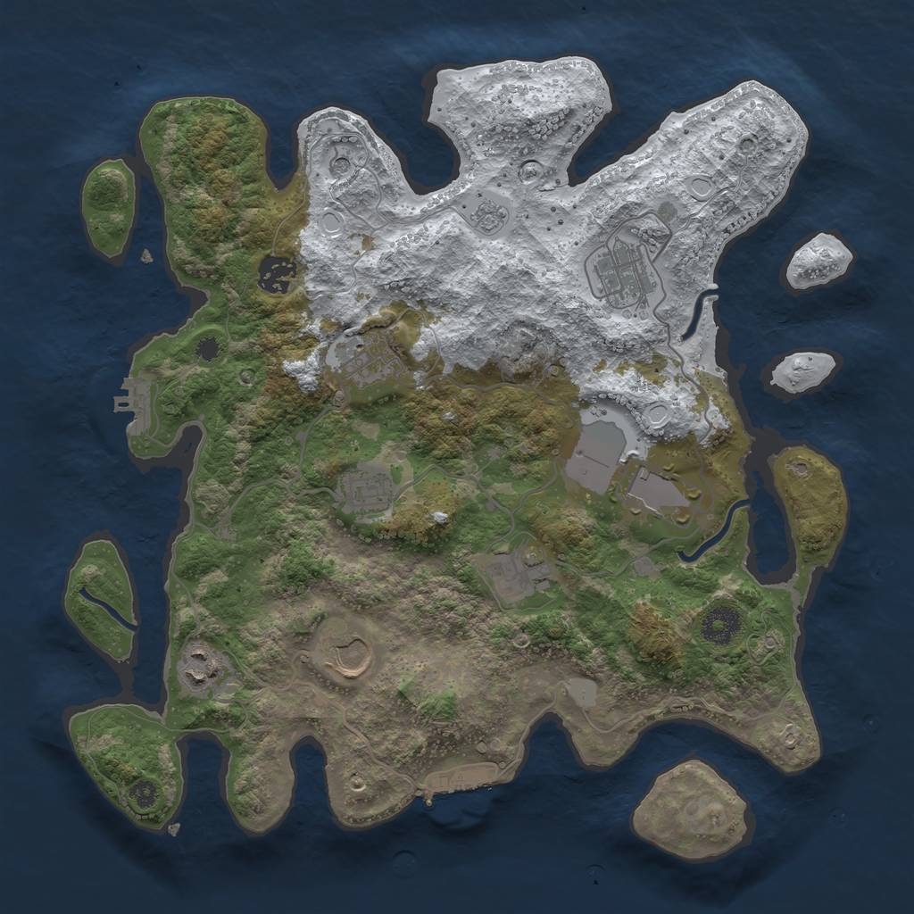 Rust Map: Procedural Map, Size: 3500, Seed: 994490399, 17 Monuments