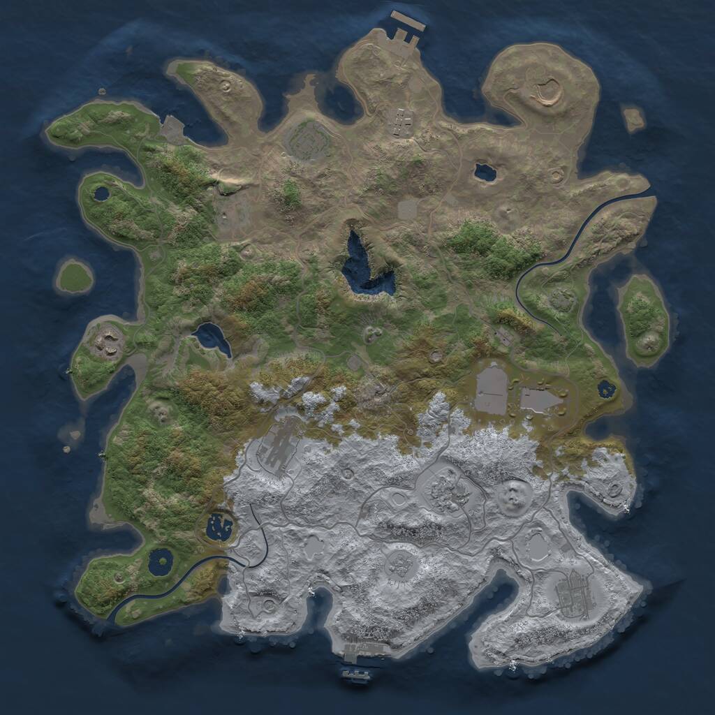 Rust Map: Procedural Map, Size: 4000, Seed: 786639, 16 Monuments