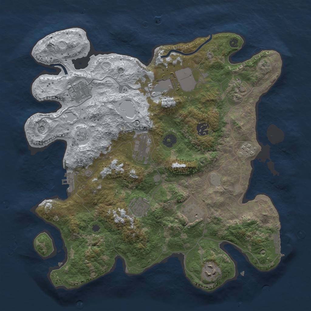 Rust Map: Procedural Map, Size: 3500, Seed: 1469904799, 18 Monuments