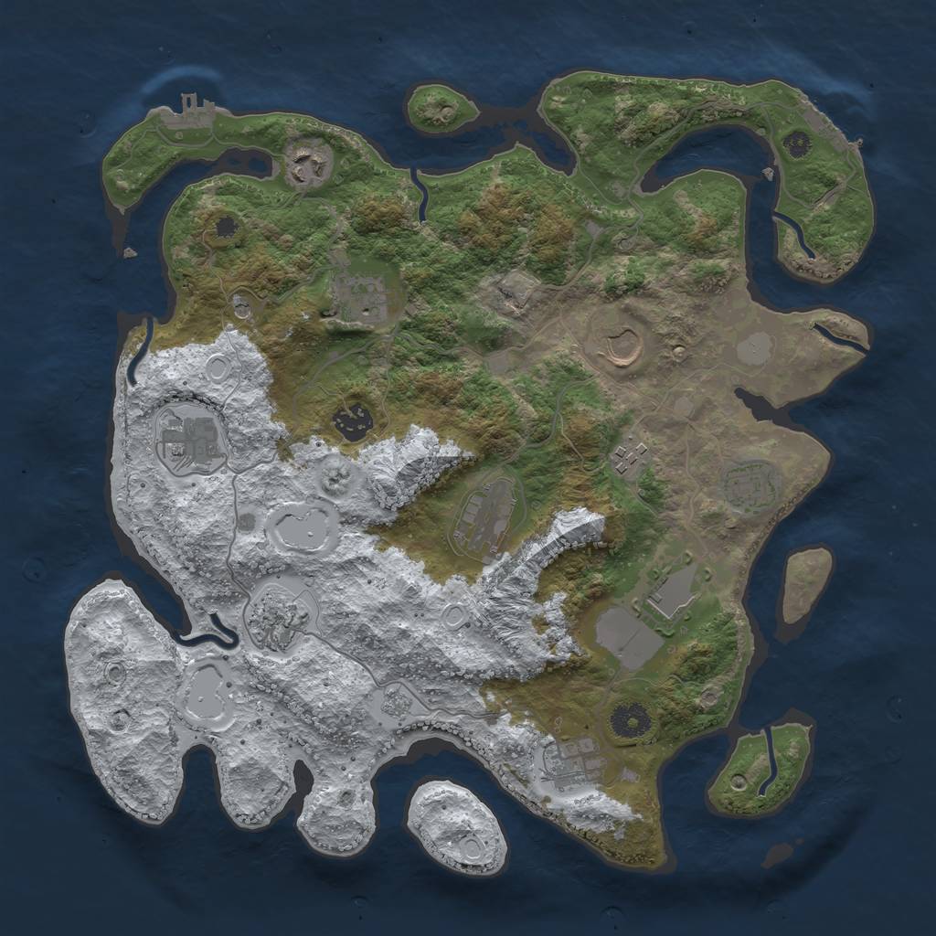 Rust Map: Procedural Map, Size: 3750, Seed: 99481019, 20 Monuments