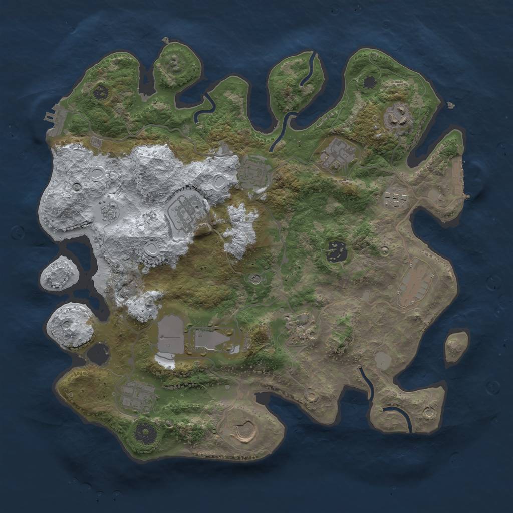 Rust Map: Procedural Map, Size: 3500, Seed: 263687934, 20 Monuments
