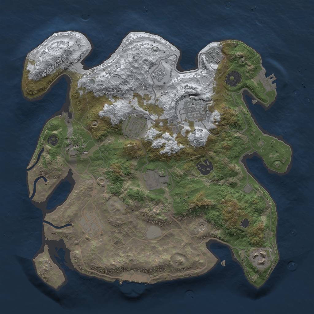 Rust Map: Procedural Map, Size: 3000, Seed: 242984855, 17 Monuments
