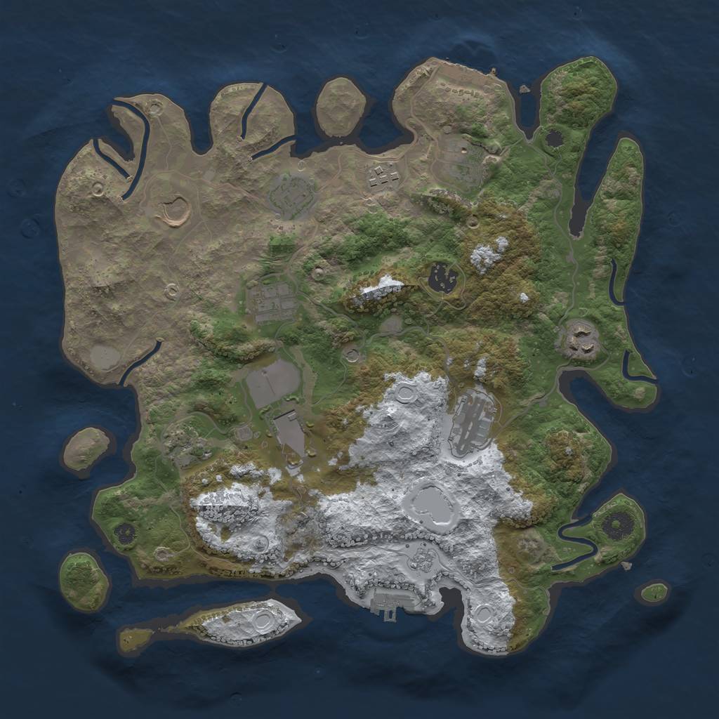 Rust Map: Procedural Map, Size: 3600, Seed: 351522152, 19 Monuments