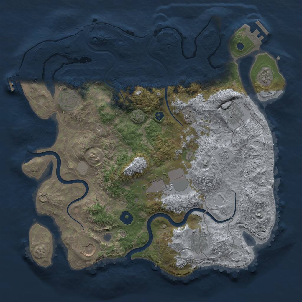 Rust Map: Procedural Map, Size: 3500, Seed: 165670763, 12 Monuments
