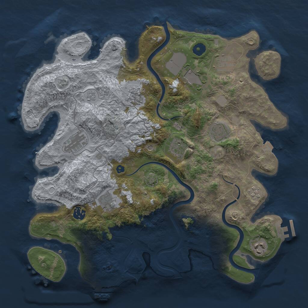 Rust Map: Procedural Map, Size: 3700, Seed: 322525354, 16 Monuments