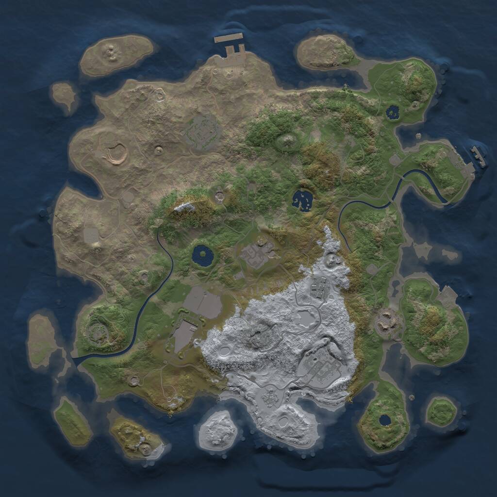 Rust Map: Procedural Map, Size: 3500, Seed: 297314243, 14 Monuments