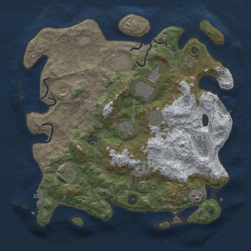 Rust Map: Procedural Map, Size: 3700, Seed: 2050097259, 20 Monuments