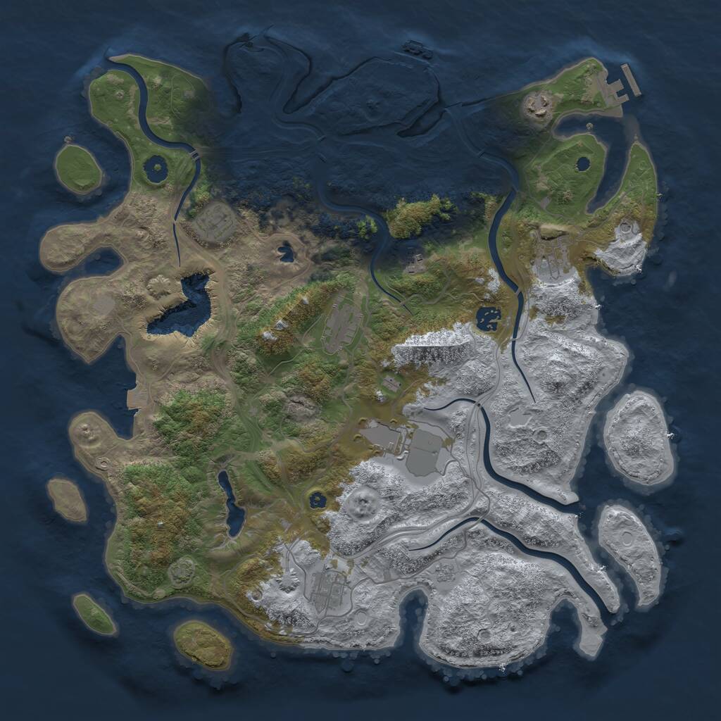 Rust Map: Procedural Map, Size: 4250, Seed: 1341364340, 14 Monuments