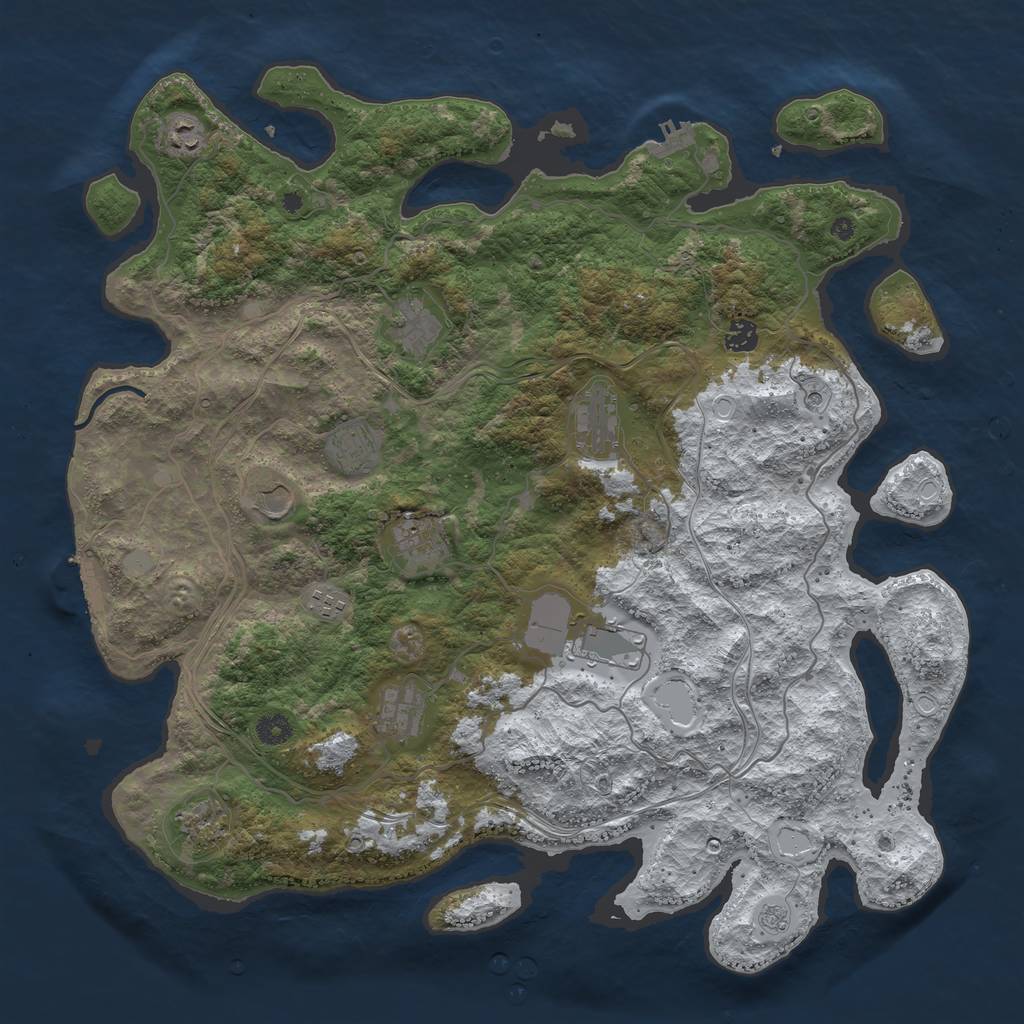 Rust Map: Procedural Map, Size: 4500, Seed: 2066817567, 20 Monuments