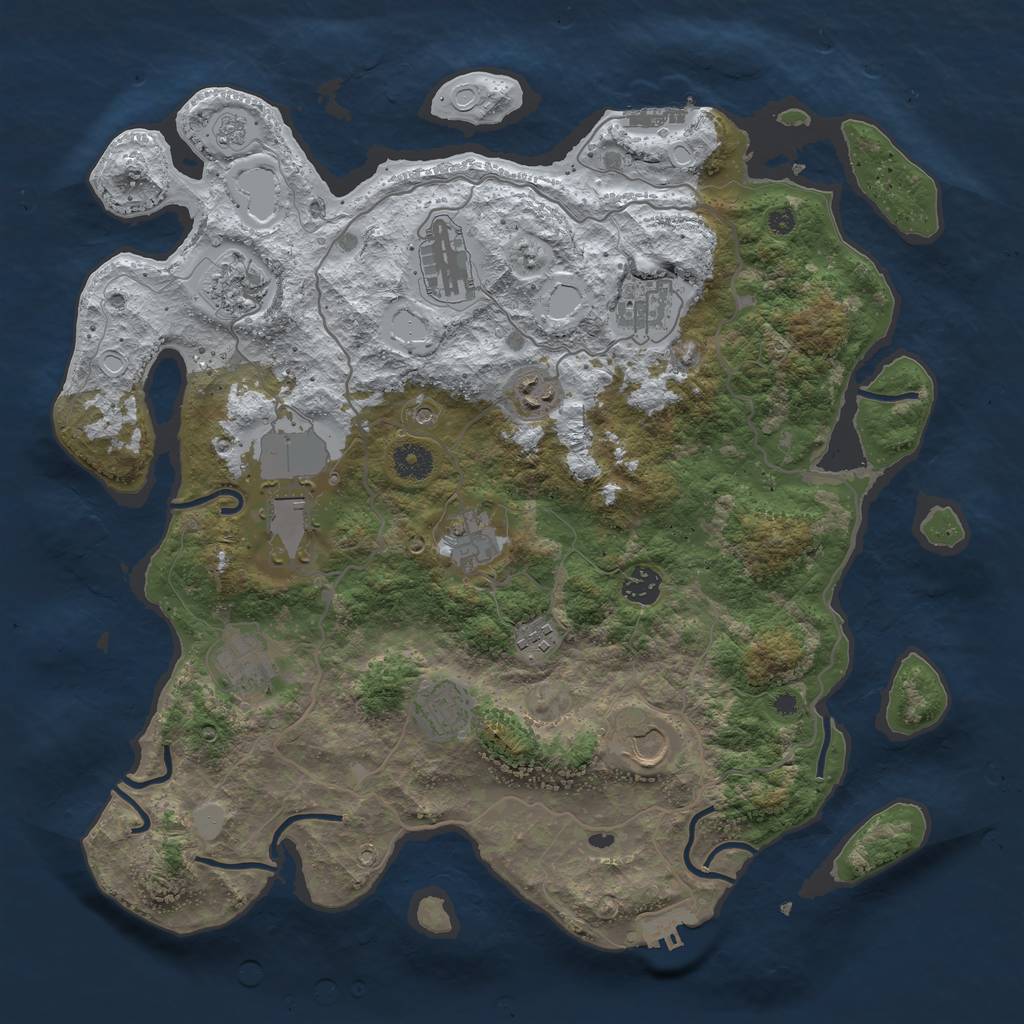 Rust Map: Procedural Map, Size: 4000, Seed: 532294734, 20 Monuments