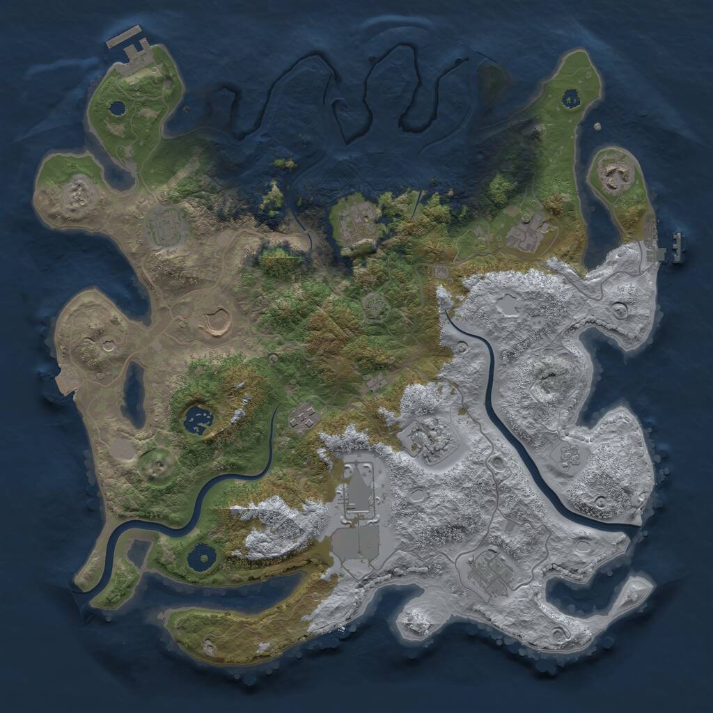 Rust Map: Procedural Map, Size: 3850, Seed: 947745689, 16 Monuments
