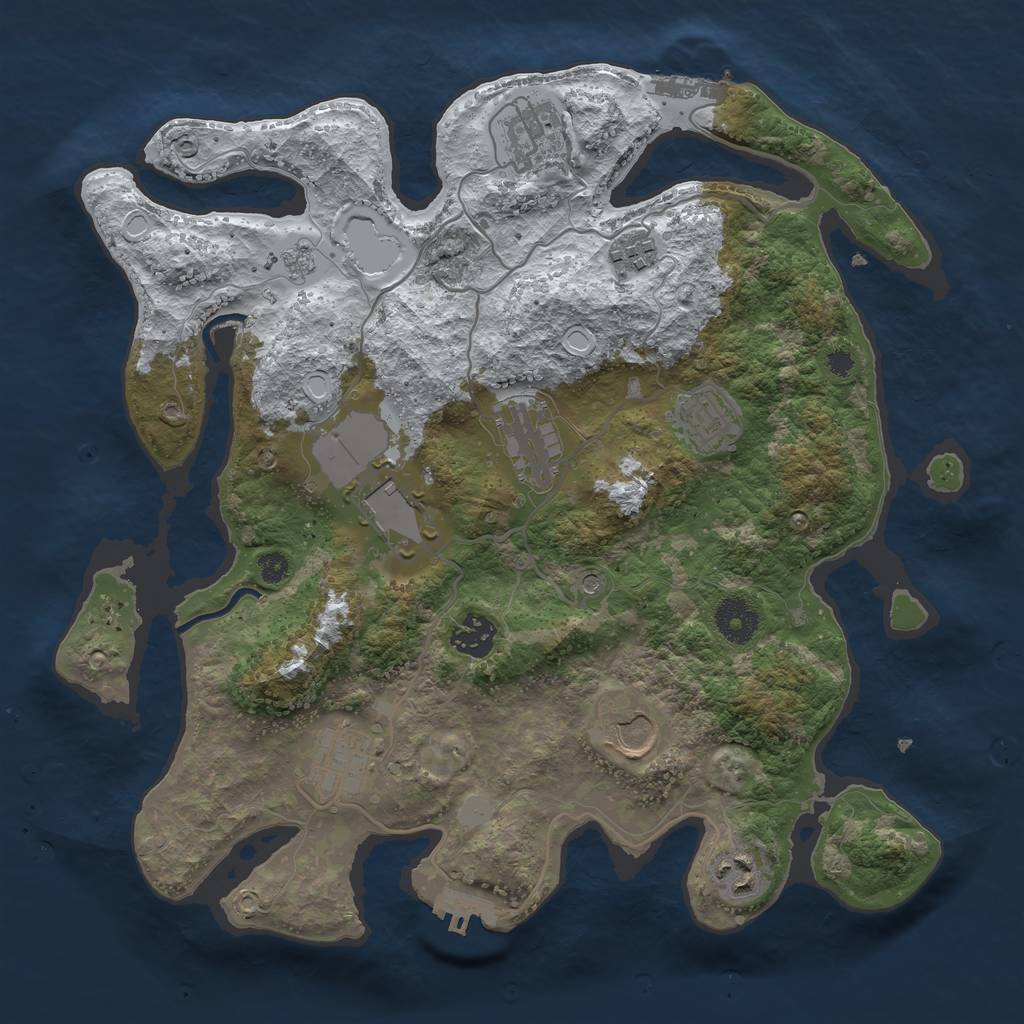 Rust Map: Procedural Map, Size: 3500, Seed: 254658535, 18 Monuments