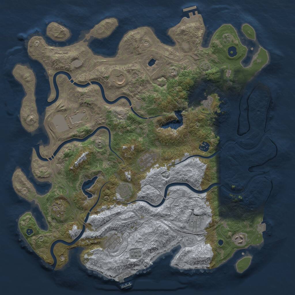 Rust Map: Procedural Map, Size: 4400, Seed: 77777772, 17 Monuments