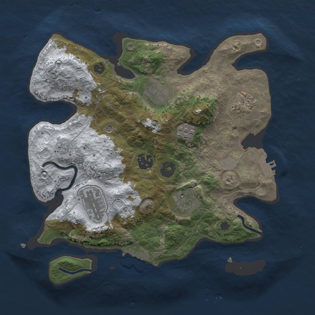 Rust Map: Procedural Map, Size: 3000, Seed: 3805, 15 Monuments