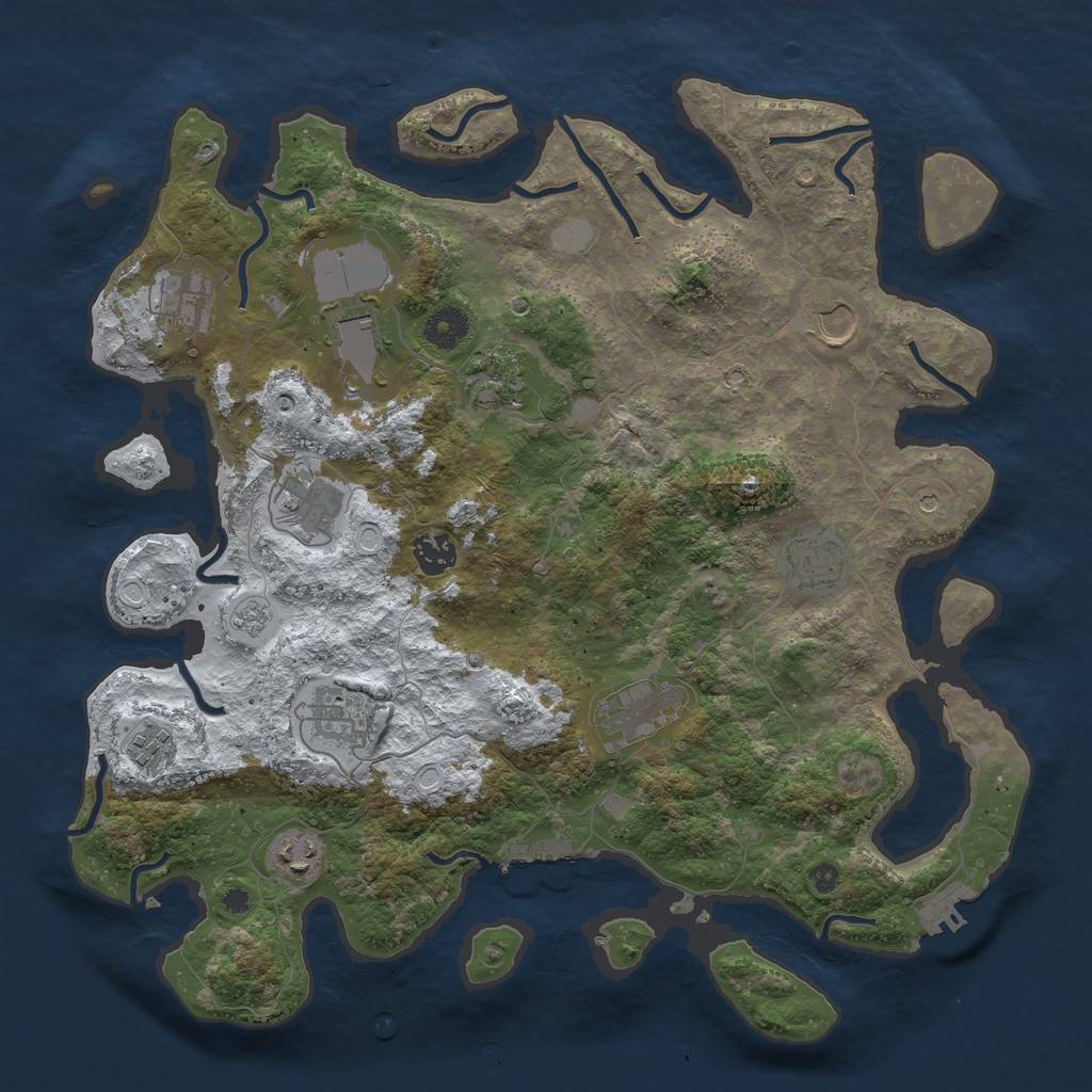 Rust Map: Procedural Map, Size: 3850, Seed: 1518361250, 20 Monuments