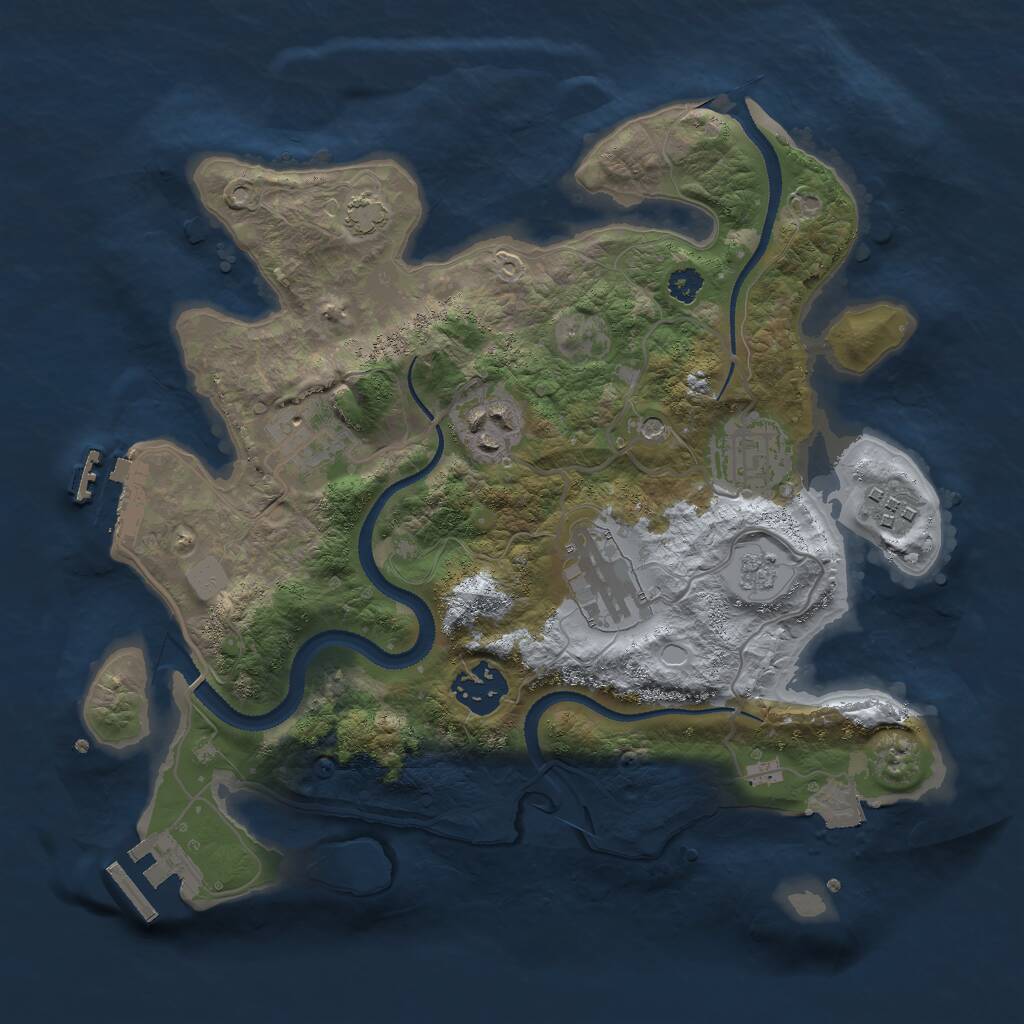 Rust Map: Procedural Map, Size: 3000, Seed: 1091992259, 12 Monuments