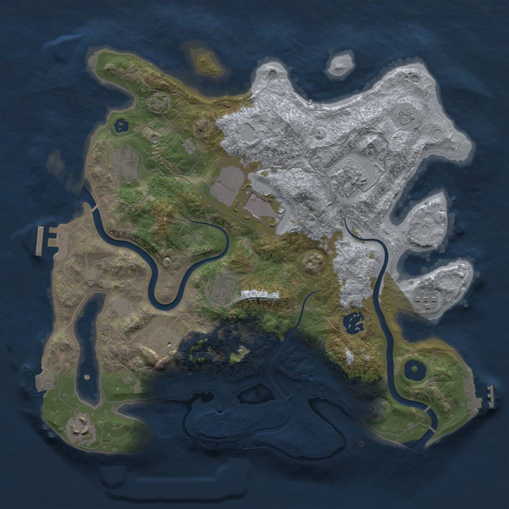 Rust Map: Procedural Map, Size: 3500, Seed: 1840229018, 14 Monuments