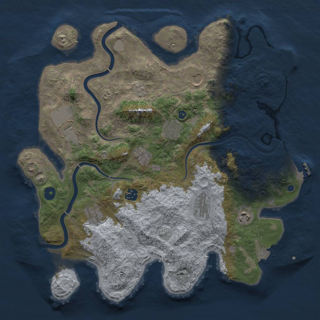 Rust Map: Procedural Map, Size: 3850, Seed: 1175740813, 15 Monuments