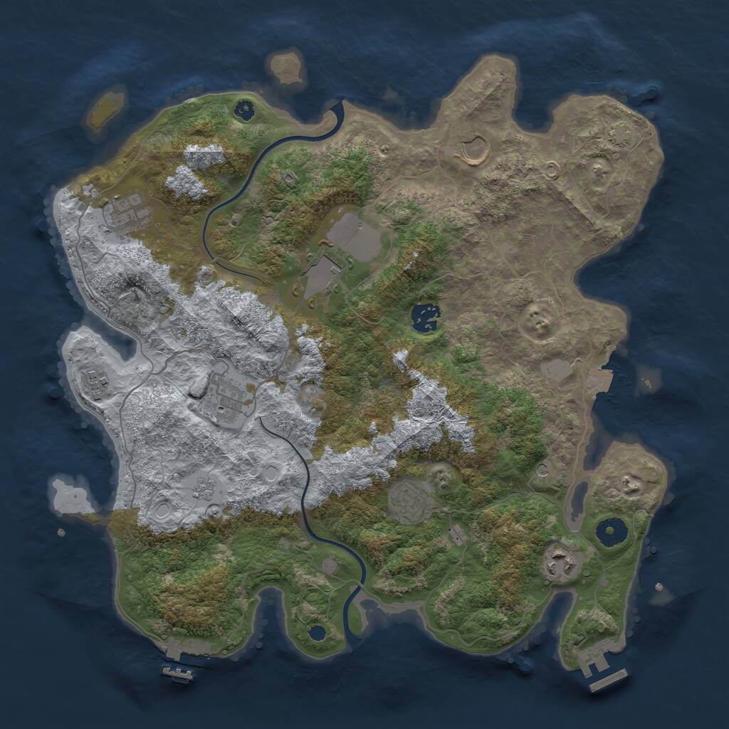 Rust Map: Procedural Map, Size: 3700, Seed: 170360131, 14 Monuments