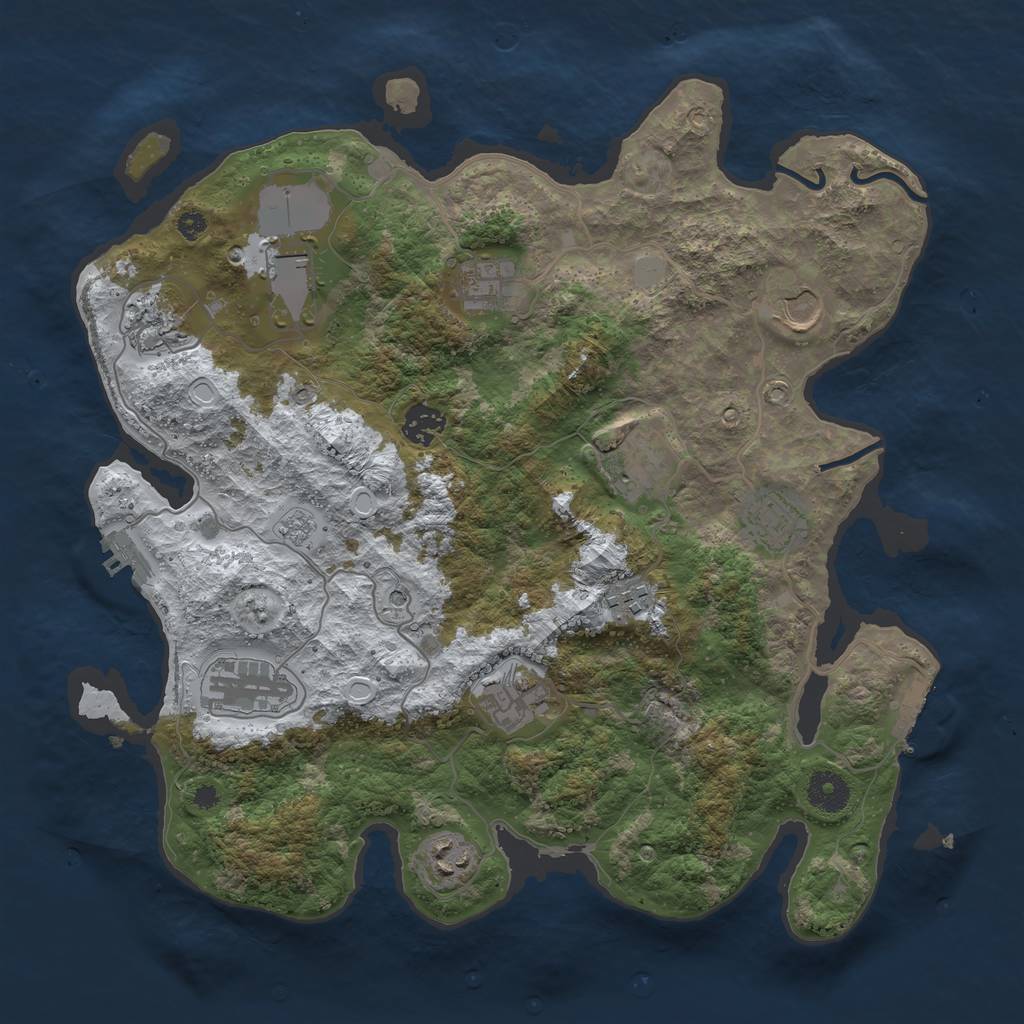 Rust Map: Procedural Map, Size: 3700, Seed: 170360131, 20 Monuments