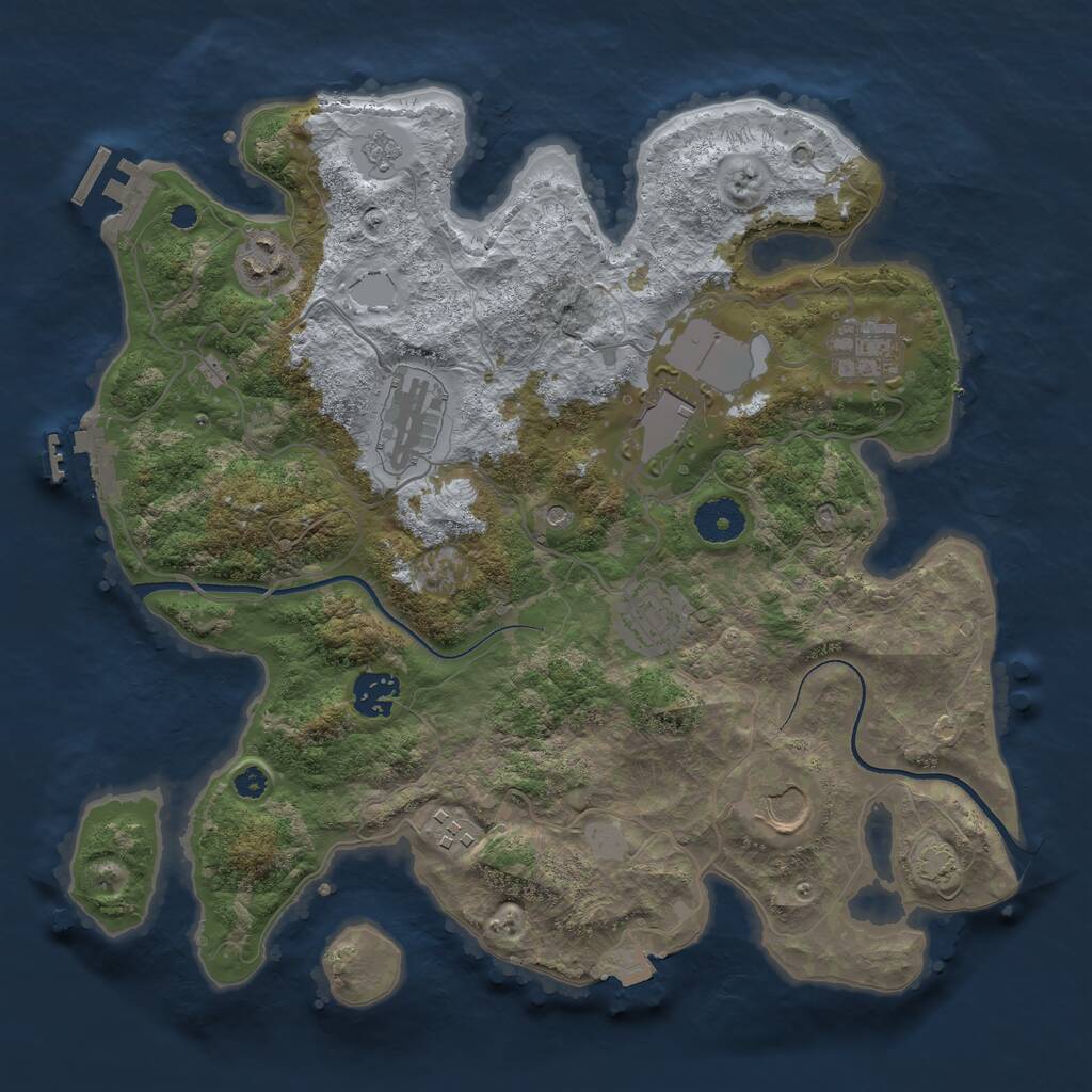 Rust Map: Procedural Map, Size: 3500, Seed: 276543210, 14 Monuments