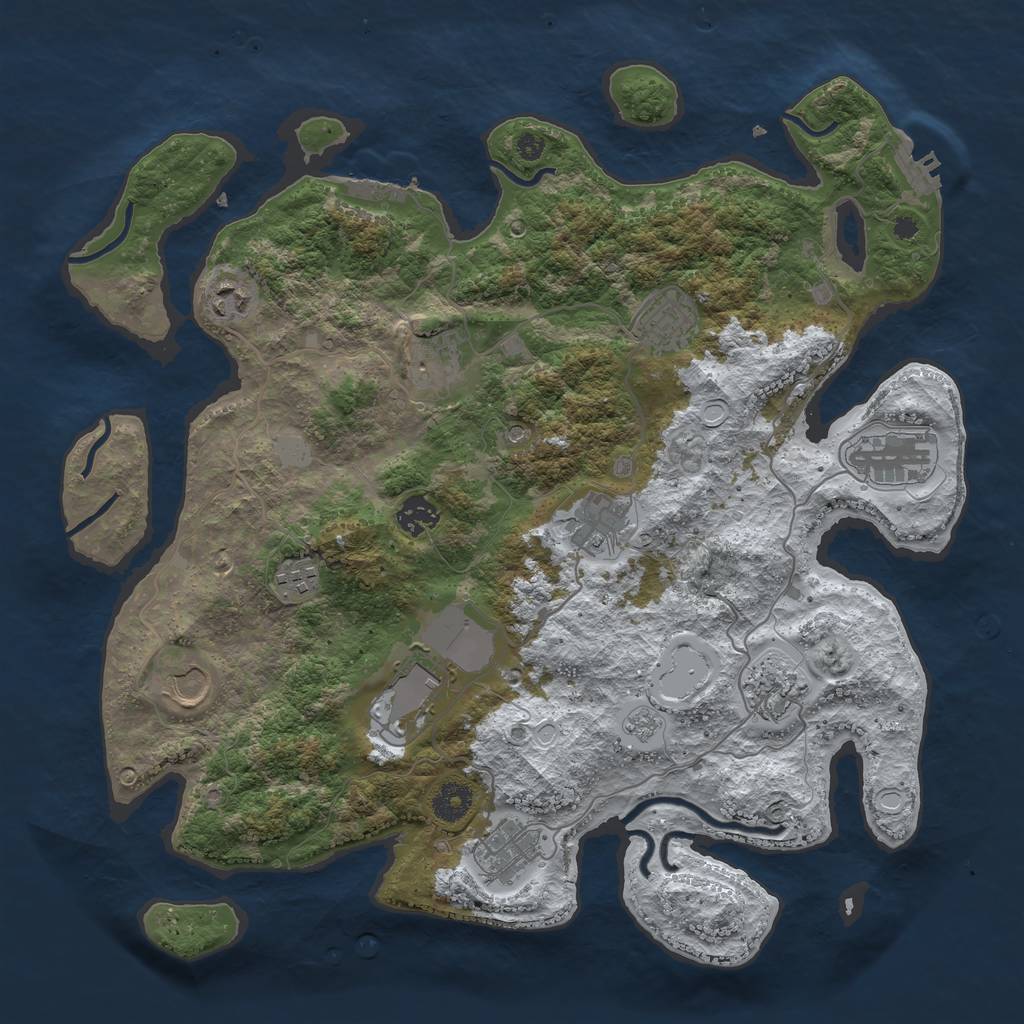Rust Map: Procedural Map, Size: 3850, Seed: 849772700, 20 Monuments
