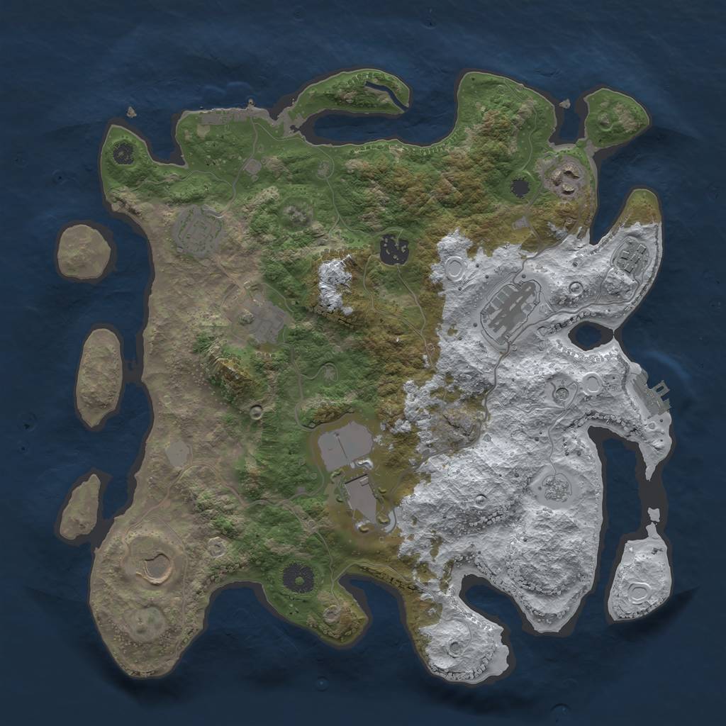 Rust Map: Procedural Map, Size: 3500, Seed: 1291185220, 17 Monuments