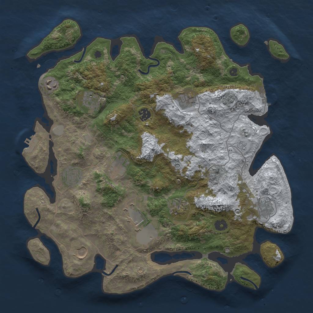 Rust Map: Procedural Map, Size: 3850, Seed: 1977030695, 20 Monuments