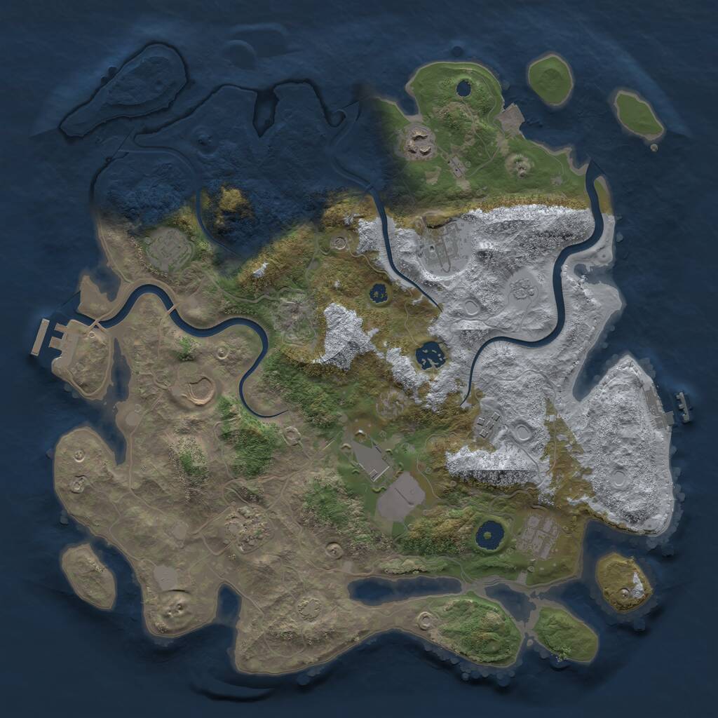 Rust Map: Procedural Map, Size: 3850, Seed: 1977030695, 15 Monuments