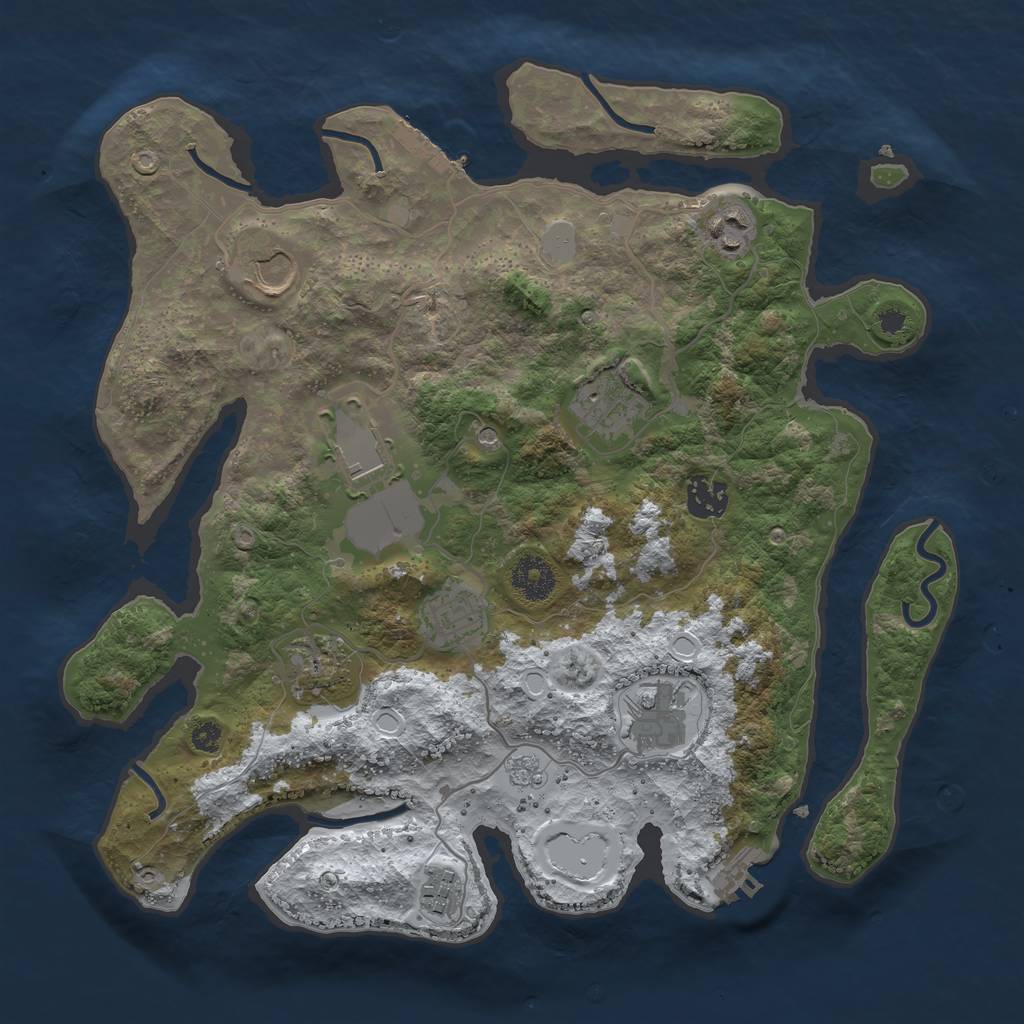 Rust Map: Procedural Map, Size: 3500, Seed: 51810786, 18 Monuments