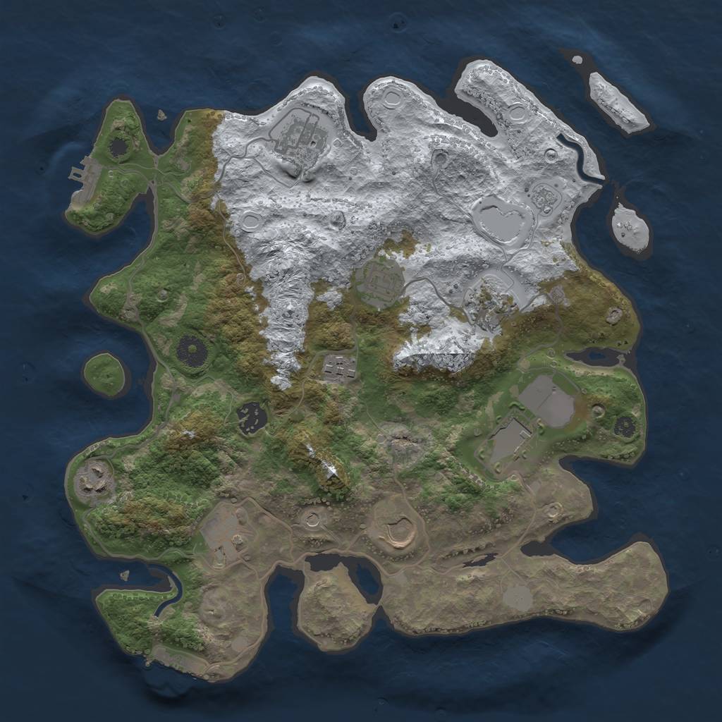 Rust Map: Procedural Map, Size: 3500, Seed: 736534798, 18 Monuments